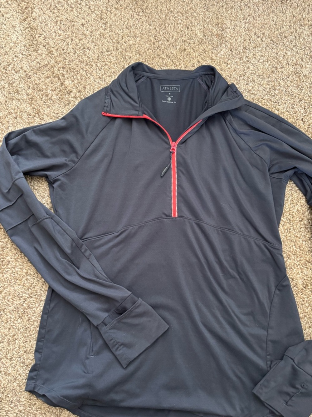 Athleta Gray Half-Zip Pullover with Pink Zipper